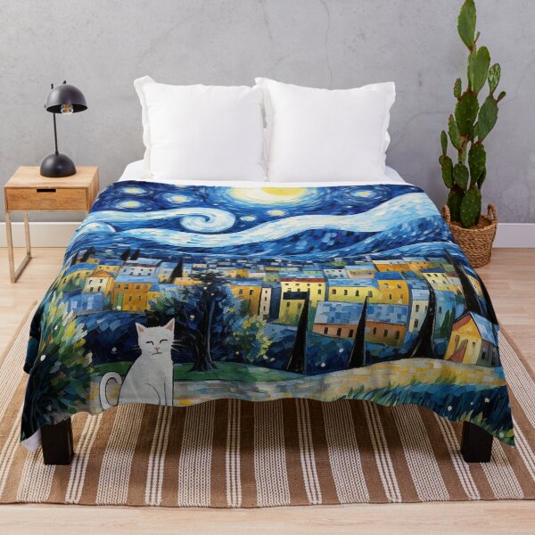 Item preview, Cat Van gogh Inspired Starry Night Painting for Van gogh Lovers designed and sold by Vangoholic.