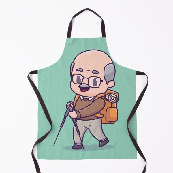 Item preview, Adventure Together: Cute Grandfather Hiking with Backpack Cartoon designed and sold by hjian8219.