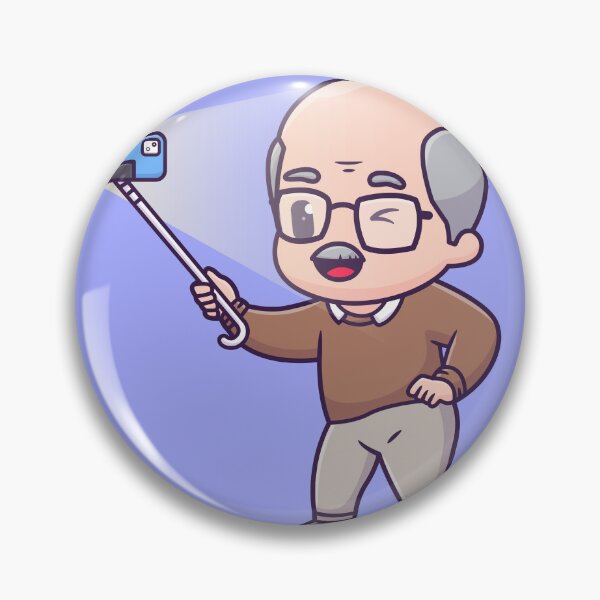 Item preview, Tech-Savvy Grandpa: Cute Grandfather Taking Selfie Cartoon designed and sold by hjian8219.