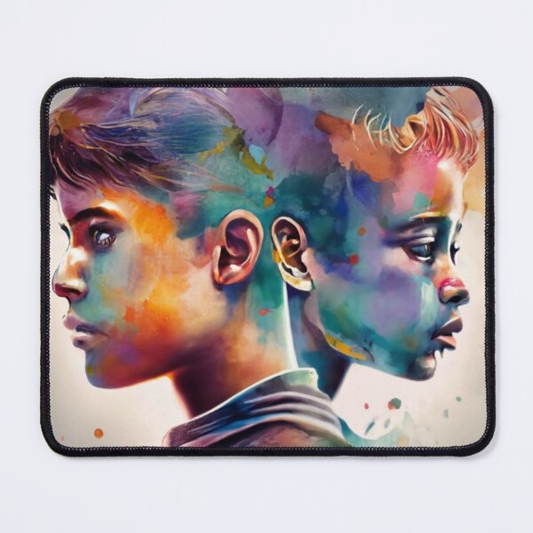 Item preview, boy and girl heads watercolor 1 designed and sold by rayo-art.