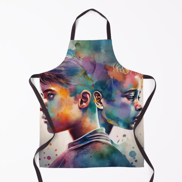 Item preview, boy and girl heads watercolor 1 designed and sold by rayo-art.