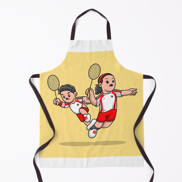 Item preview, Badminton Buddies: Cute Boy and Girl Playing Cartoon Vector Icon" designed and sold by hjian8219.