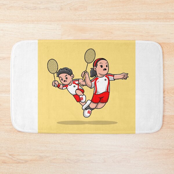 Item preview, Badminton Buddies: Cute Boy and Girl Playing Cartoon Vector Icon" designed and sold by hjian8219.