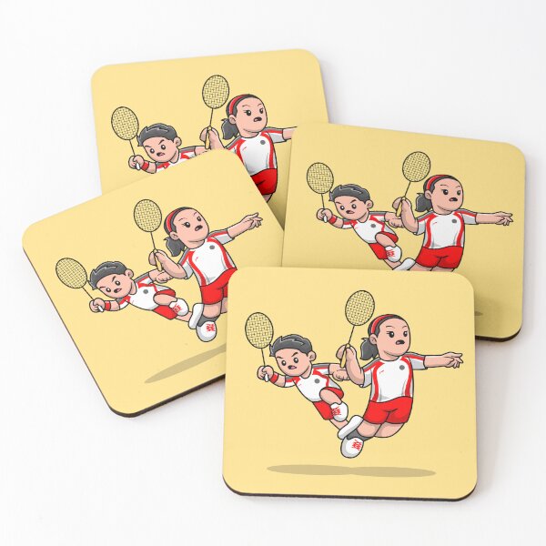 Item preview, Badminton Buddies: Cute Boy and Girl Playing Cartoon Vector Icon" designed and sold by hjian8219.
