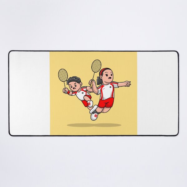 Item preview, Badminton Buddies: Cute Boy and Girl Playing Cartoon Vector Icon" designed and sold by hjian8219.