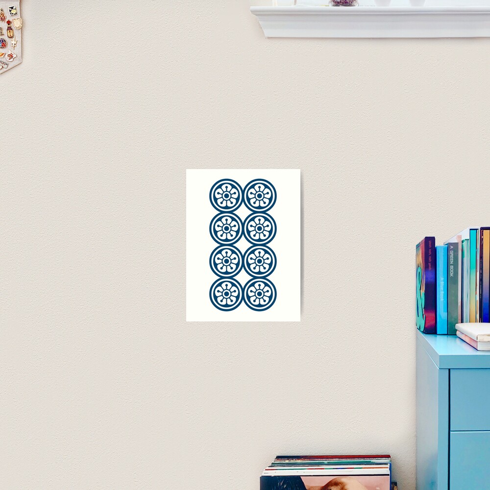 麻雀牌 8筒 Eight Of Circles Mahjong Tile Art Print By Mahjong Junk Redbubble