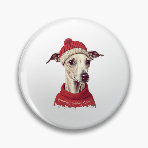 Item preview, Whippet in a Christmas hat and sweater designed and sold by naturemenagerie.
