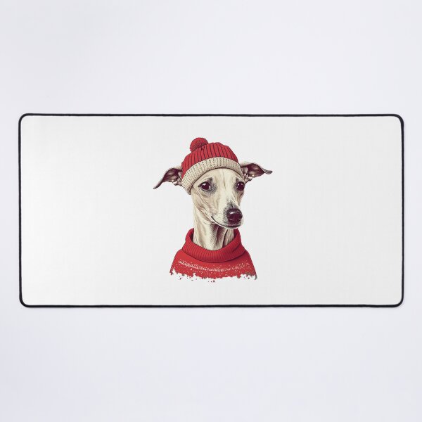 Item preview, Whippet in a Christmas hat and sweater designed and sold by naturemenagerie.