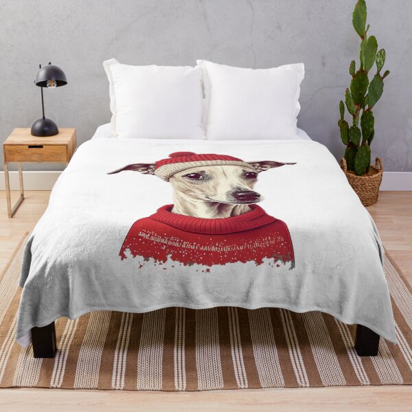 Item preview, Whippet in a Christmas hat and sweater designed and sold by naturemenagerie.