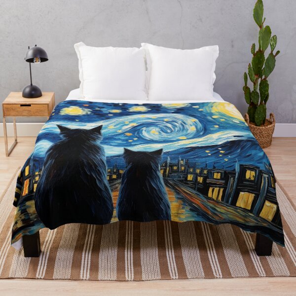 Item preview, Cat Van gogh Inspired Starry Night Painting for Van gogh Lovers designed and sold by Vangoholic.