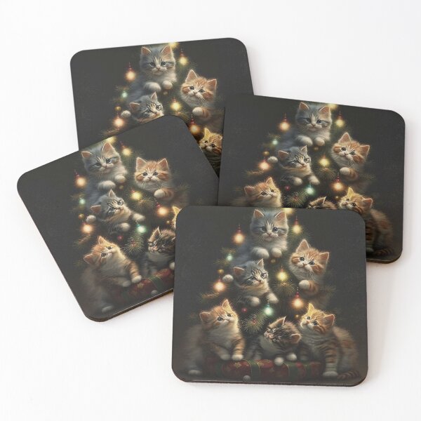 Item preview, Happy cats decorating a Christmas tree designed and sold by naturemenagerie.