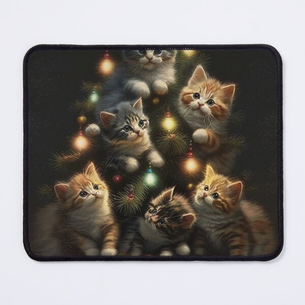 Item preview, Happy cats decorating a Christmas tree designed and sold by naturemenagerie.