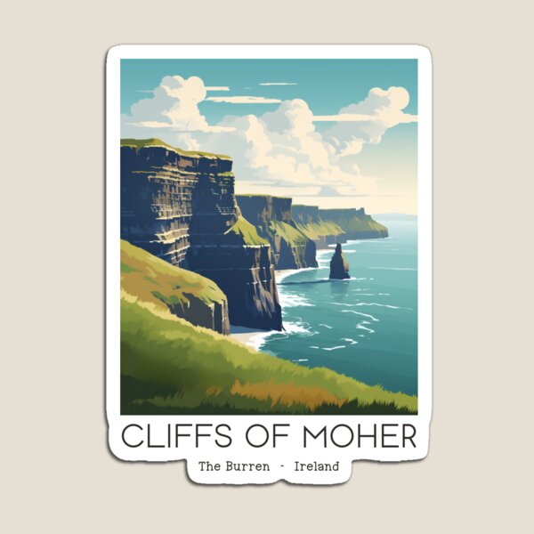 Item preview, A Vintage Travel Illustration of the Cliffs of Moher - The Burren - Ireland  designed and sold by GoodOldVintage.