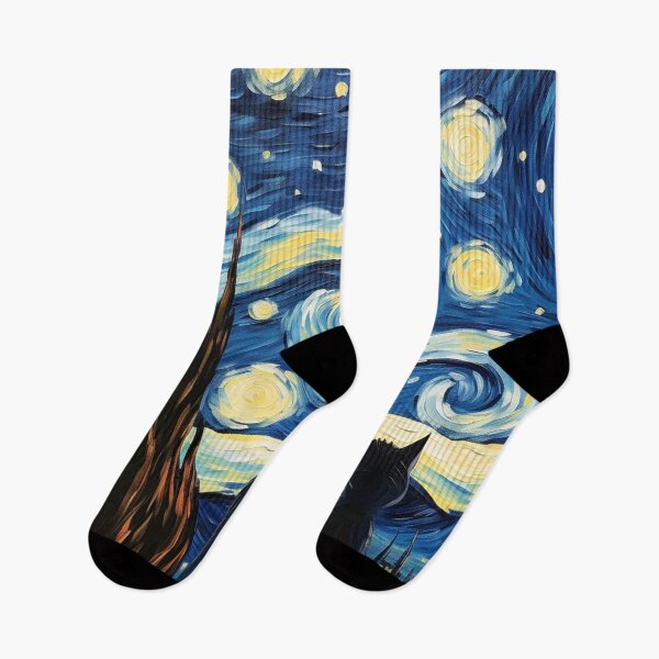 Item preview, Cat Van gogh Inspired Starry Night Painting for Van gogh Lovers designed and sold by Vangoholic.