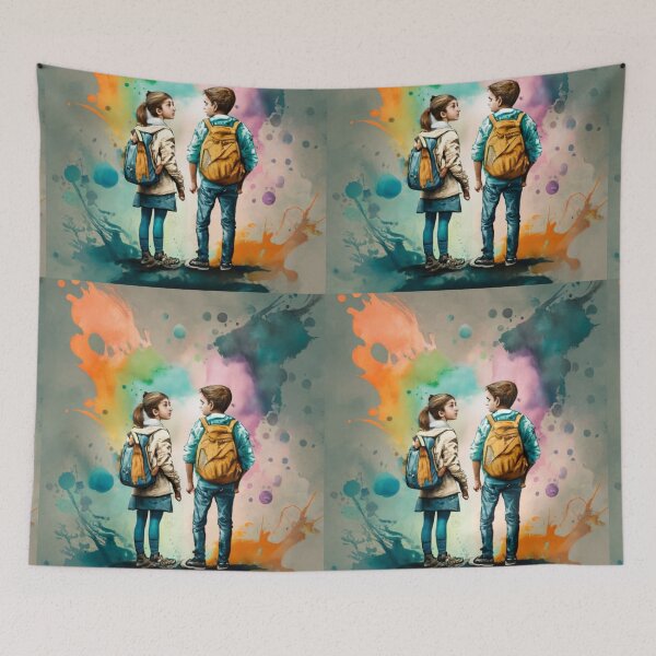 Item preview, boy and girl heads watercolor 3 designed and sold by rayo-art.