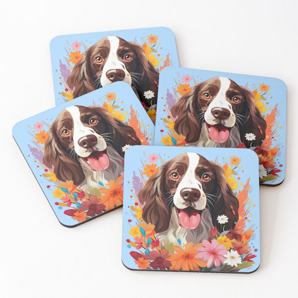 Item preview, English Springer Spaniel: Colourful Flowers Splash designed and sold by ZombieLH.