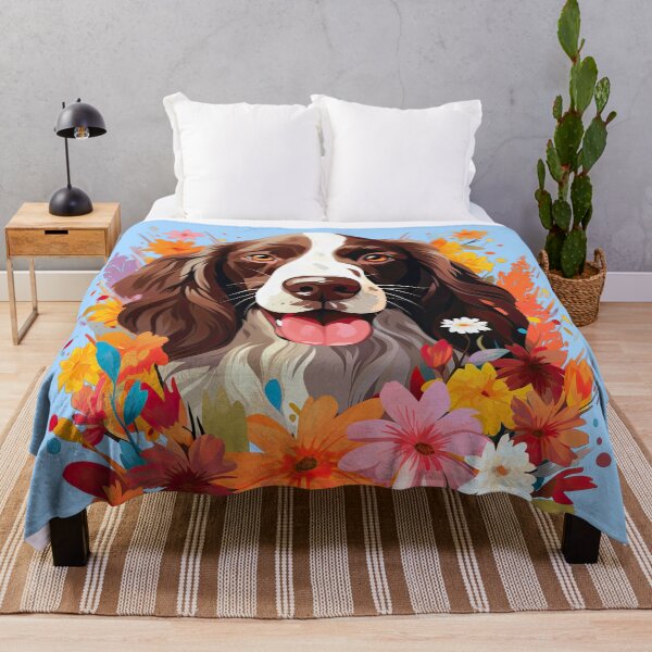 Item preview, English Springer Spaniel: Colourful Flowers Splash designed and sold by ZombieLH.