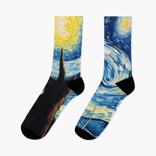 Item preview, Cat Van gogh Inspired Starry Night Painting for Van gogh Lovers designed and sold by Vangoholic.