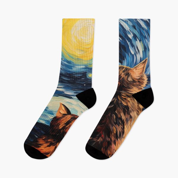 Item preview, Cat Van gogh Inspired Starry Night Painting for Van gogh Lovers designed and sold by Vangoholic.