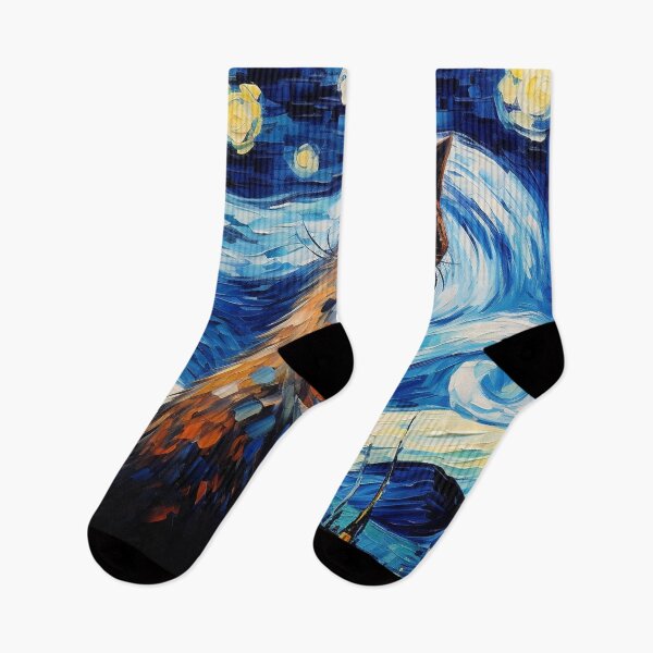 Item preview, Cat Van gogh Inspired Starry Night Painting for Van gogh Lovers designed and sold by Vangoholic.
