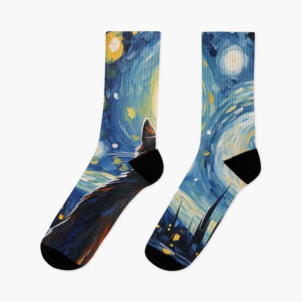 Item preview, Cat Van gogh Inspired Starry Night Painting for Van gogh Lovers designed and sold by Vangoholic.
