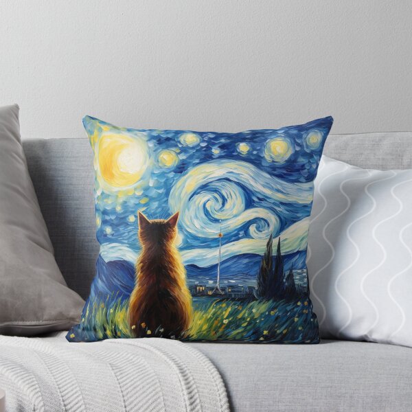 Item preview, Cat Van gogh Inspired Starry Night Painting for Van gogh Lovers designed and sold by Vangoholic.