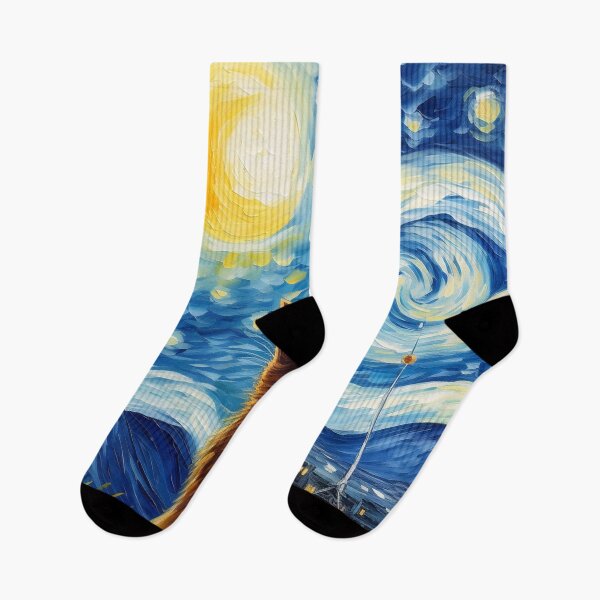 Item preview, Cat Van gogh Inspired Starry Night Painting for Van gogh Lovers designed and sold by Vangoholic.