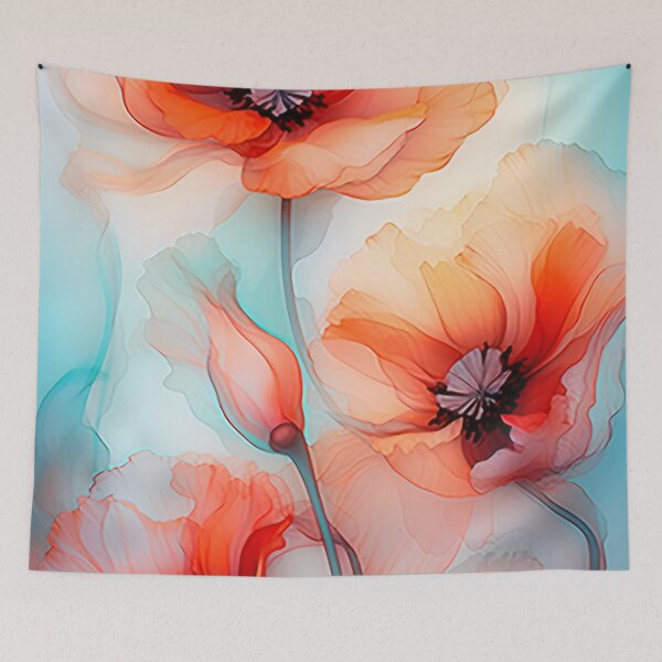 Item preview, Red Inky Poppies 5 designed and sold by Red Witch Art.