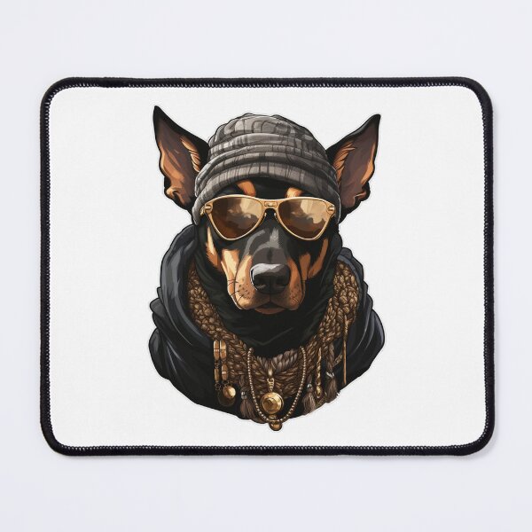 Item preview, Doberman with gold chain, wool hat and sunglasses designed and sold by Raskal-Print.