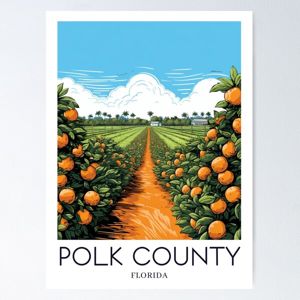 Item preview, A Pop Art Travel Print of Polk County - Florida - US designed and sold by StudioRedKoala.