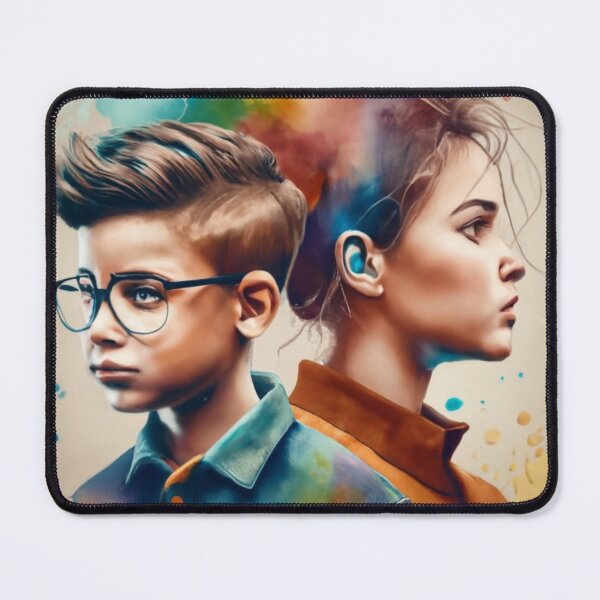 Item preview, boy and girl heads watercolor 4 designed and sold by rayo-art.