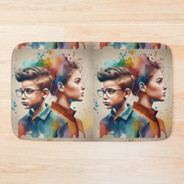 Item preview, boy and girl heads watercolor 4 designed and sold by rayo-art.