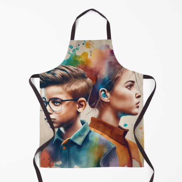 Item preview, boy and girl heads watercolor 4 designed and sold by rayo-art.