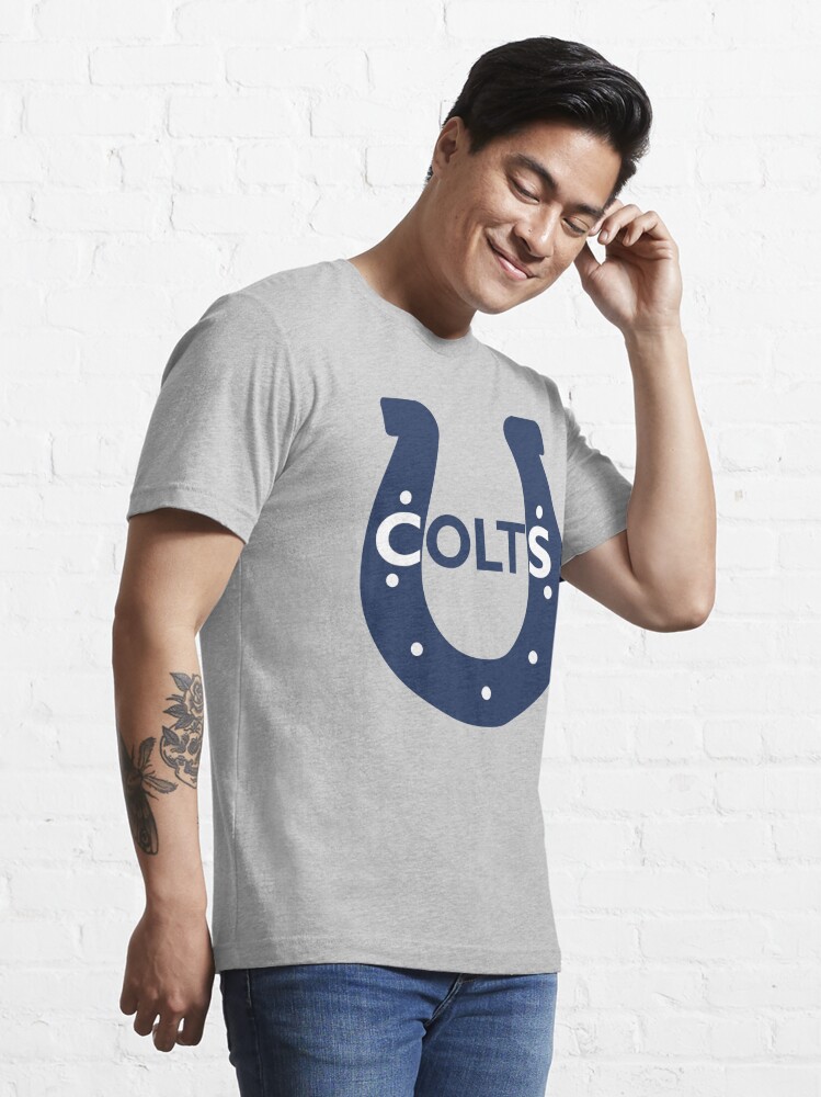 Indianapolis Colts Long Sleeve Shirt XL L Gray Cotton Crew Horseshoe Logo  Mens