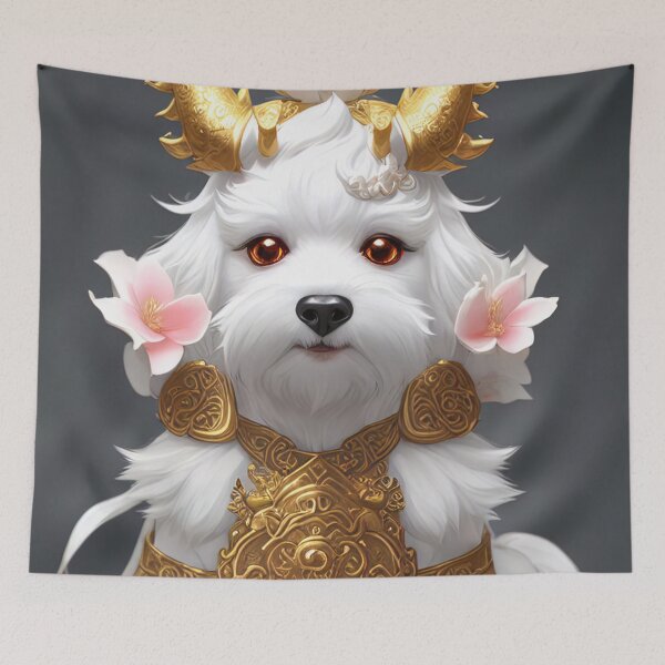 Item preview, Dog white, magestic, golden, king, queen, Kingdom, cute designed and sold by Cyber Kids.