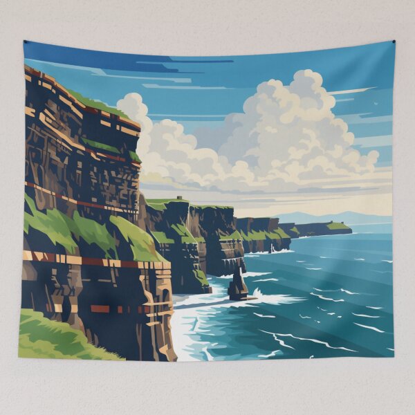 Item preview, A Pop Art Travel Print of the Cliffs of Moher - The Burren - Ireland  designed and sold by StudioRedKoala.