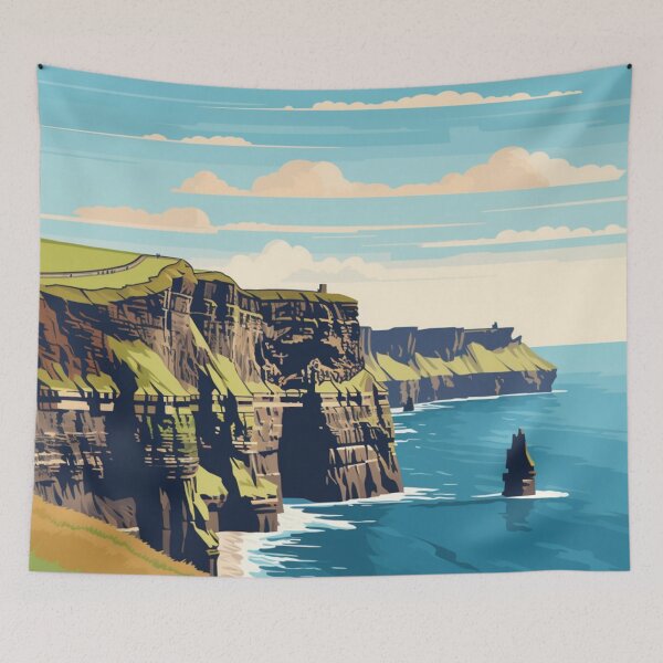 Item preview, A Pop Art Travel Print of the Cliffs of Moher - The Burren - Ireland  designed and sold by StudioRedKoala.