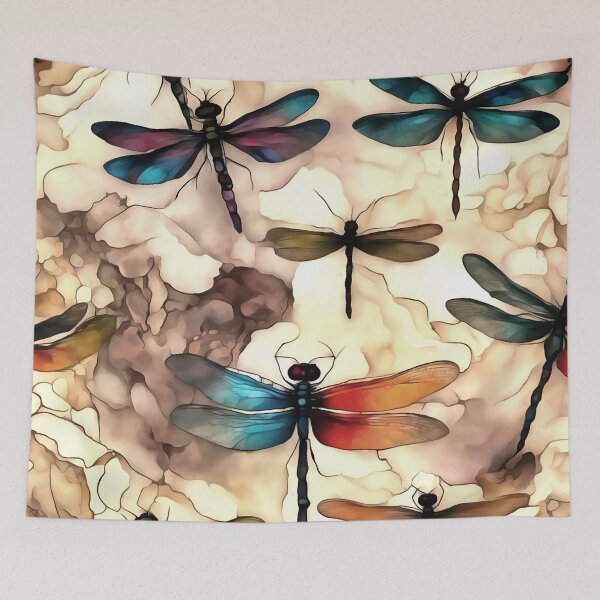 Item preview, Pretty Dragonflies On An Alcohol Ink Abstract Background designed and sold by taiche.