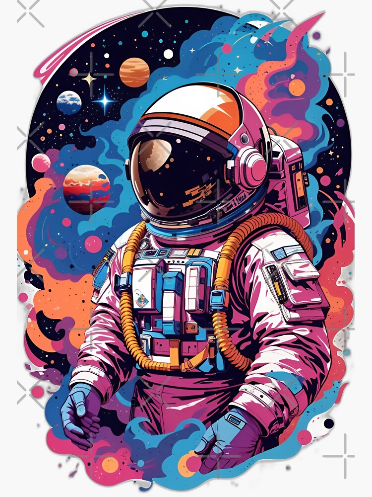 Pegatina for Sale con la obra «Ilustración de Astronauta de la