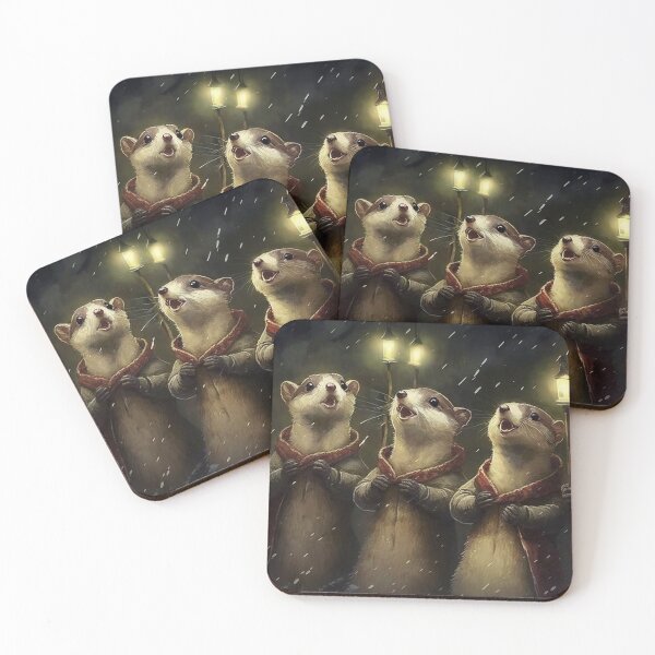 Item preview, A group of weasels singing carols designed and sold by naturemenagerie.