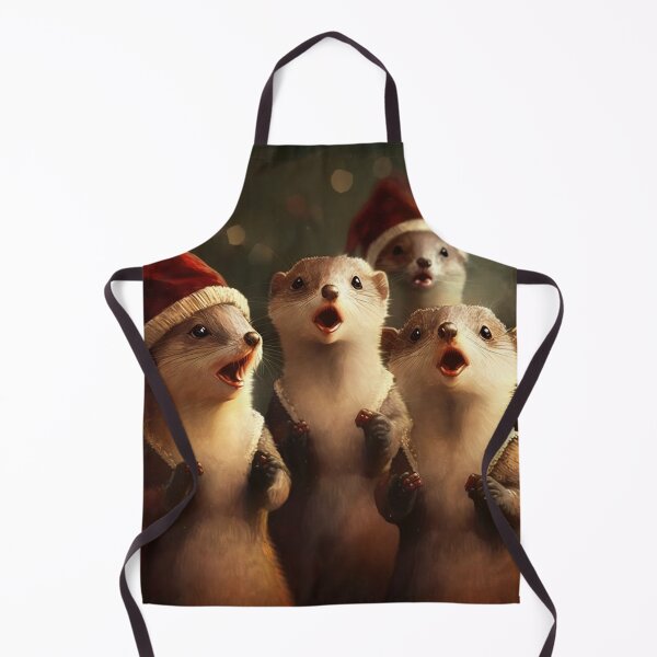 Item preview, Weasels in Christmas hats singing carols designed and sold by naturemenagerie.