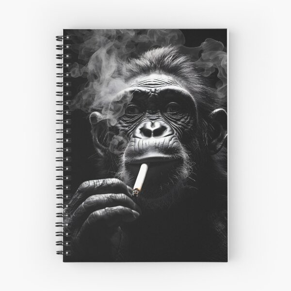 Item preview, Chimpanzee smoking a cigarette in a black background designed and sold by Autaporn199.