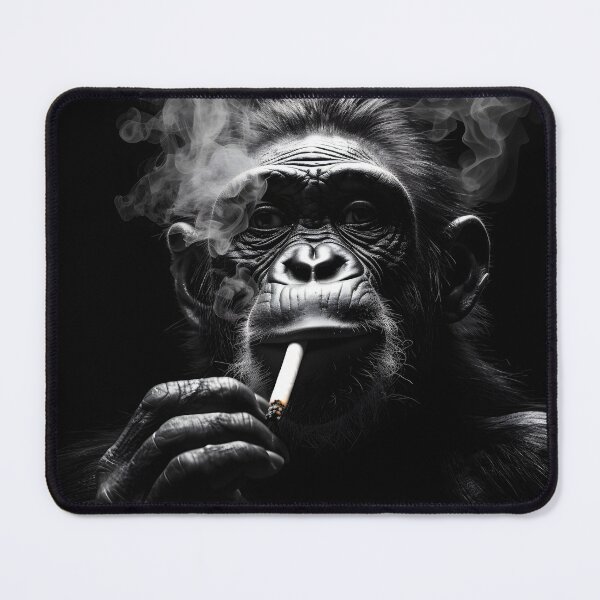 Item preview, Chimpanzee smoking a cigarette in a black background designed and sold by Autaporn199.
