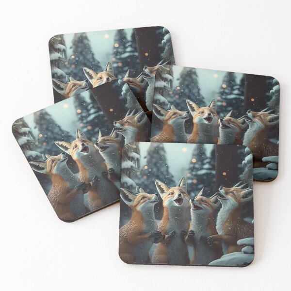 Item preview, Foxes singing in the snow designed and sold by naturemenagerie.