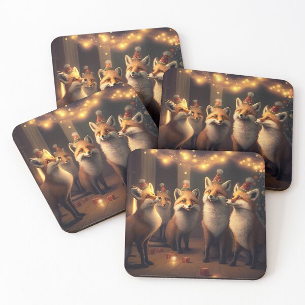 Item preview, A group of foxes celebrating Christmas designed and sold by naturemenagerie.
