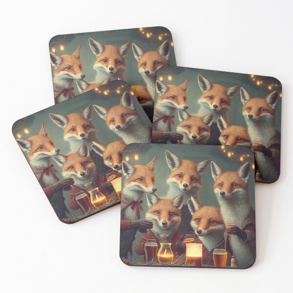 Item preview, Foxes enjoying a drink together designed and sold by naturemenagerie.