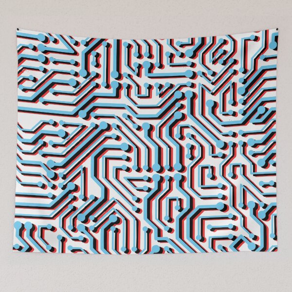 Item preview, Motherboard pattern in blue and red designed and sold by kapotka.