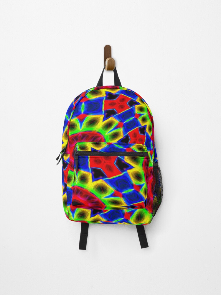 Thumbnail 1 of 3, Backpack, Colorful Neon Flowers designed and sold by Patternflower.