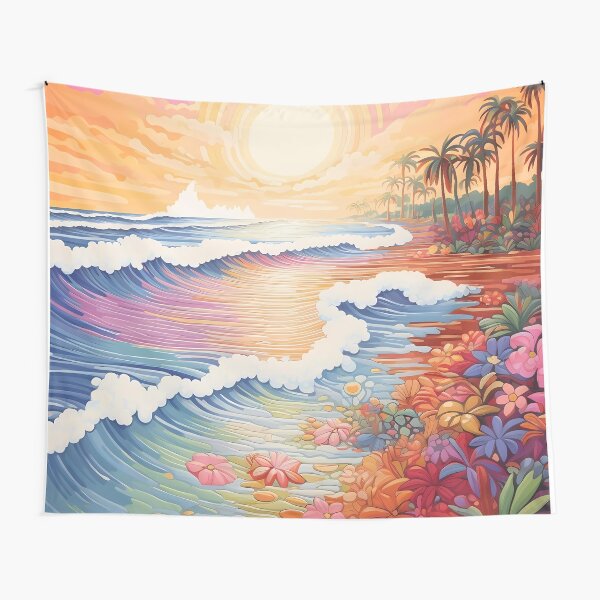 Item preview, Psychedelic beach scene with colorful waves designed and sold by Win Hardy.