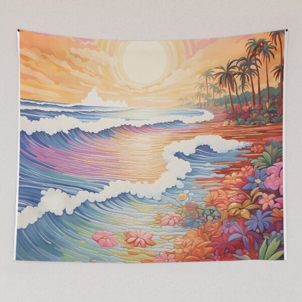 Item preview, Psychedelic beach scene with colorful waves designed and sold by Win Hardy.